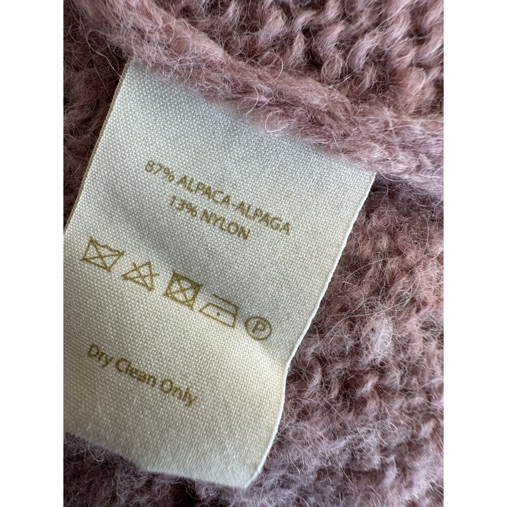 Free People Alpaca Blend Lemon Drop Hooded Pointelle-Knit Dusty Rose Cardigan XS - Picture 4 of 10